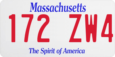 MA license plate 172ZW4