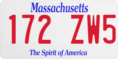 MA license plate 172ZW5