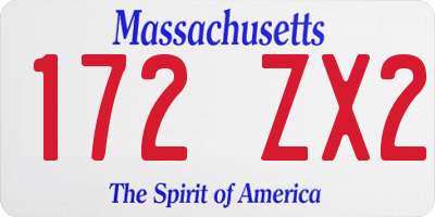 MA license plate 172ZX2