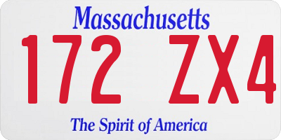 MA license plate 172ZX4