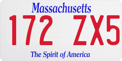 MA license plate 172ZX5