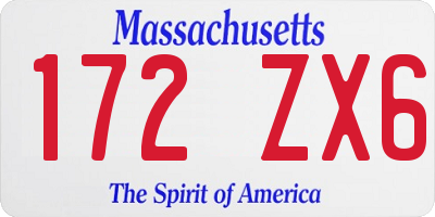 MA license plate 172ZX6