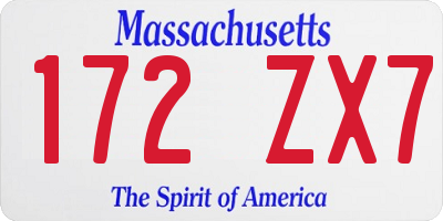 MA license plate 172ZX7
