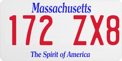 MA license plate 172ZX8