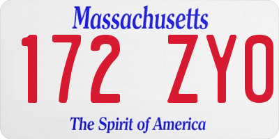MA license plate 172ZY0