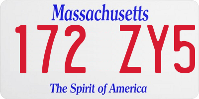 MA license plate 172ZY5