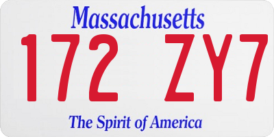 MA license plate 172ZY7