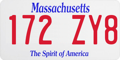 MA license plate 172ZY8