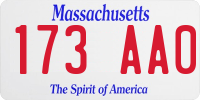 MA license plate 173AA0