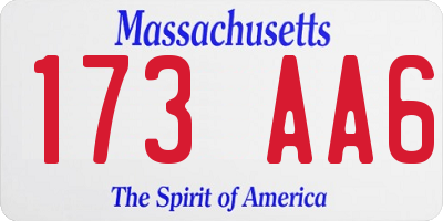 MA license plate 173AA6