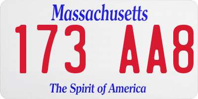 MA license plate 173AA8