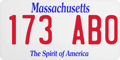 MA license plate 173AB0