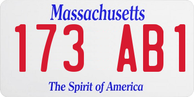 MA license plate 173AB1