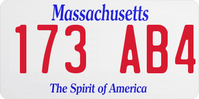 MA license plate 173AB4
