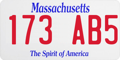 MA license plate 173AB5