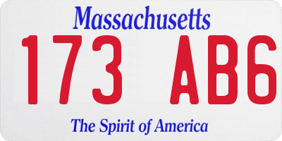 MA license plate 173AB6
