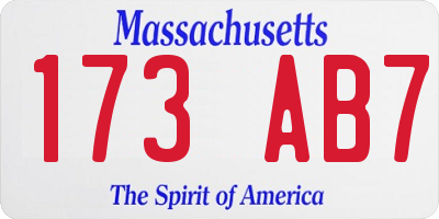 MA license plate 173AB7