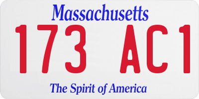 MA license plate 173AC1