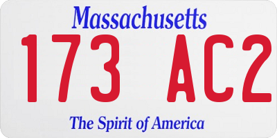 MA license plate 173AC2