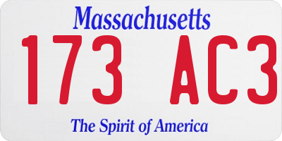 MA license plate 173AC3