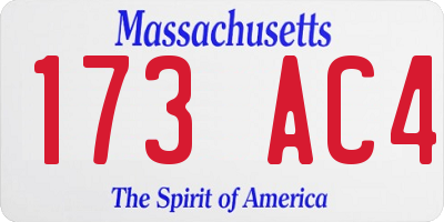 MA license plate 173AC4