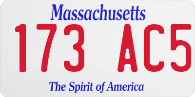 MA license plate 173AC5