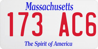 MA license plate 173AC6