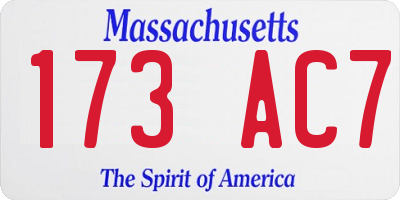 MA license plate 173AC7
