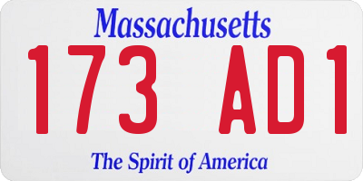 MA license plate 173AD1