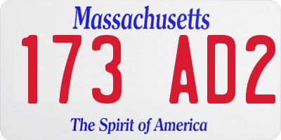 MA license plate 173AD2