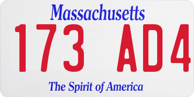 MA license plate 173AD4