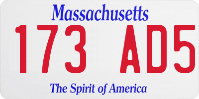MA license plate 173AD5