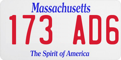 MA license plate 173AD6