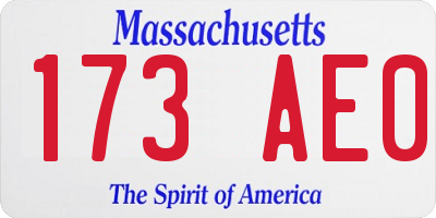 MA license plate 173AE0