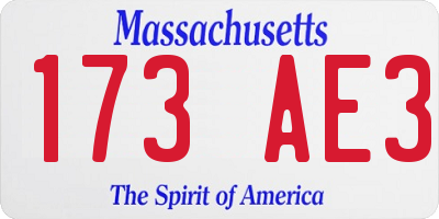 MA license plate 173AE3