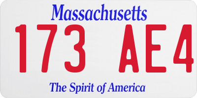MA license plate 173AE4