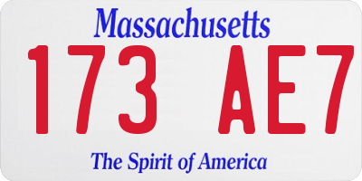MA license plate 173AE7