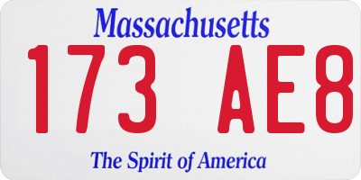 MA license plate 173AE8