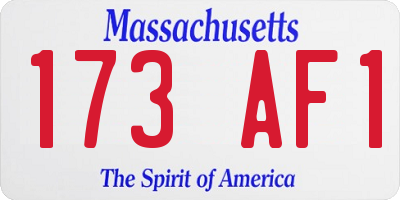 MA license plate 173AF1