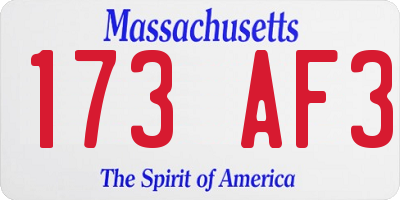 MA license plate 173AF3