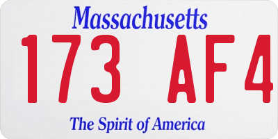 MA license plate 173AF4