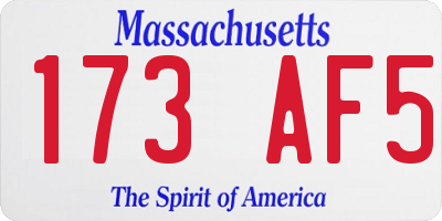 MA license plate 173AF5