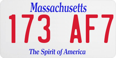 MA license plate 173AF7
