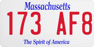 MA license plate 173AF8