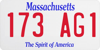 MA license plate 173AG1