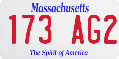 MA license plate 173AG2