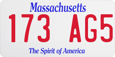 MA license plate 173AG5