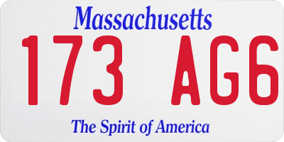 MA license plate 173AG6
