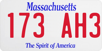MA license plate 173AH3
