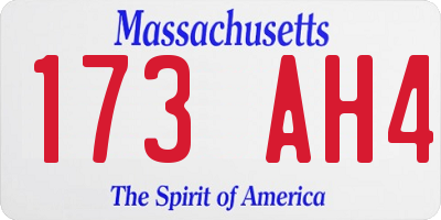 MA license plate 173AH4